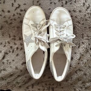 White Sneakers with Silver Star Detail